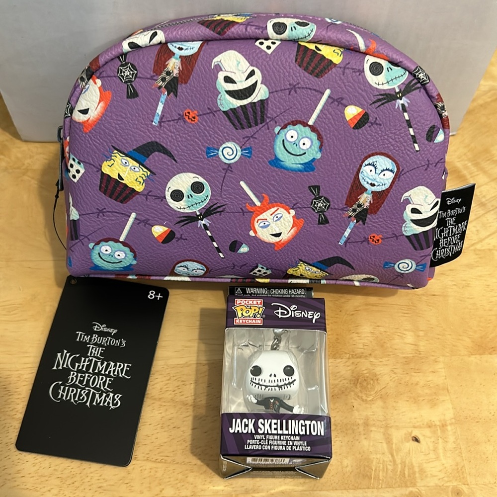 Disney The Nightmare Before Christmas Bundle:Makeup Bag, Jack Funko Pop Keychain